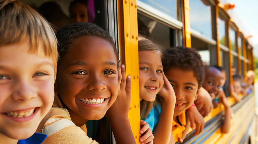 Kids on a school bus