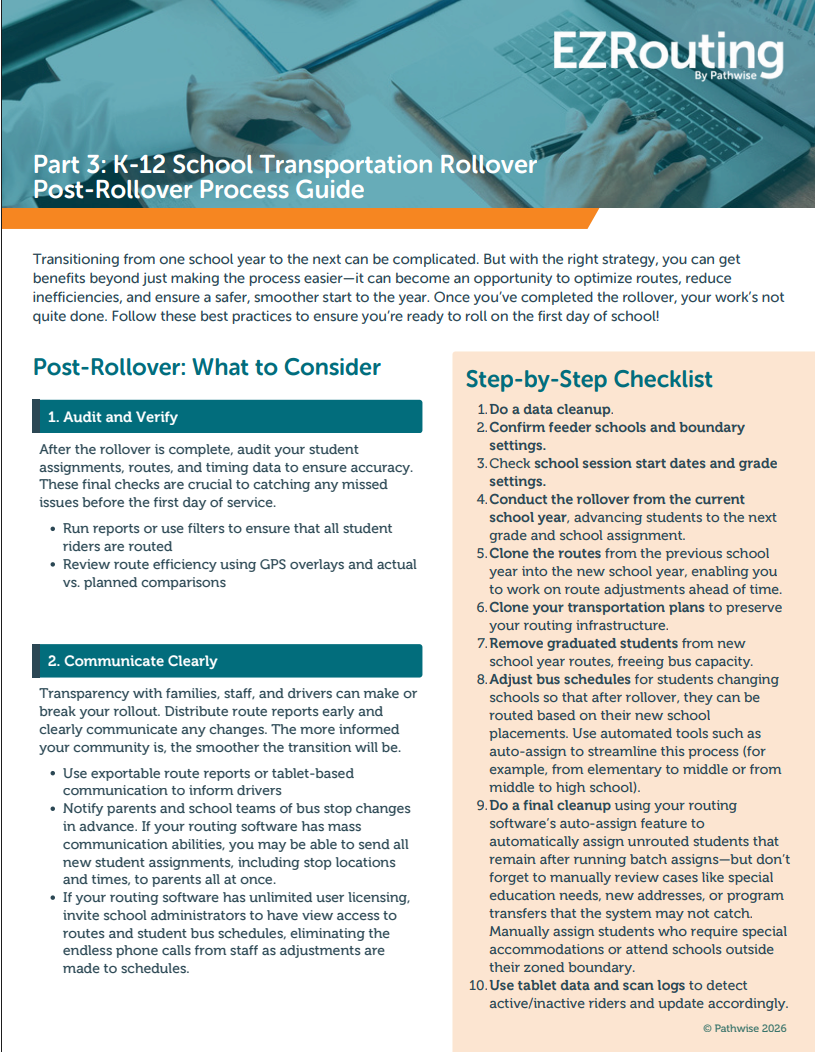 Guide Post Transportation K-12 School Transportation Rollover Process: Part 3 - Post-Rollover ...