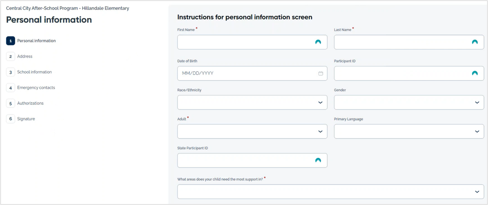 Before and Afterschool Registration Forms - OST Program Management